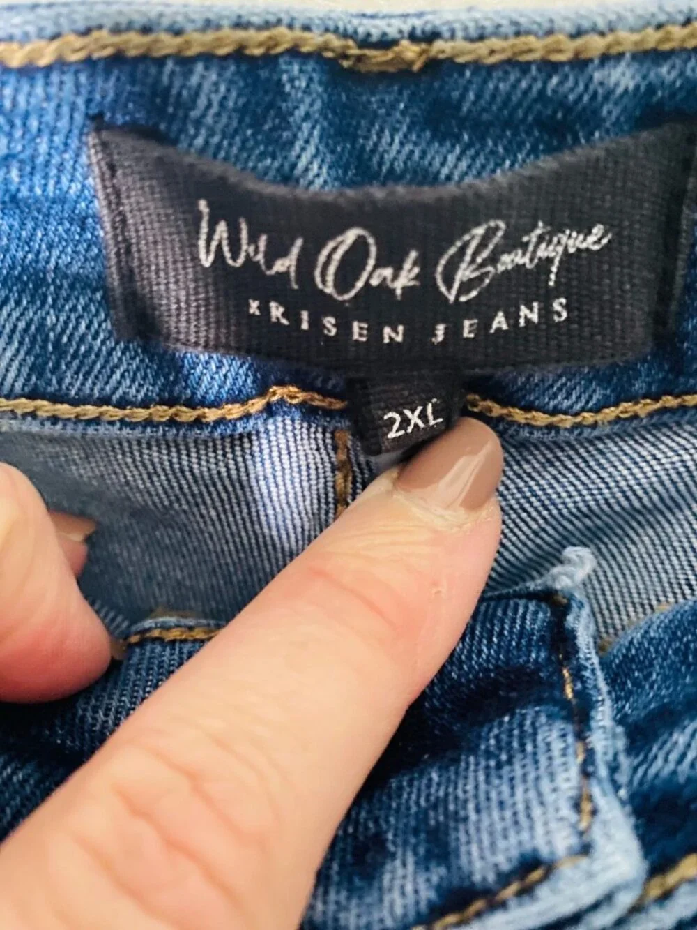 Risen Distressed Flare Jeans With Raw Hem And Rips Size 2XL By Wild Oak Boutique